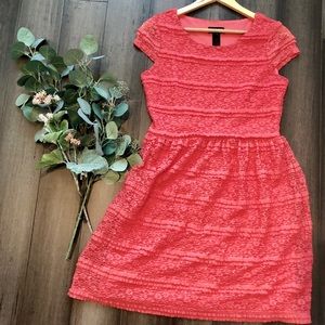 Coral lace dress
